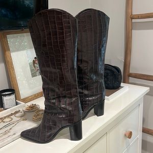Shutz boots dark chocolate croc